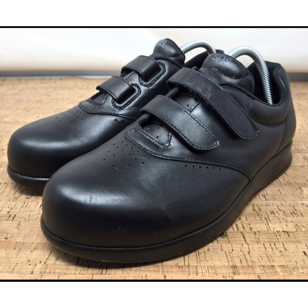 SAS Me Too EZ Strap Black Leather Walking Comfort Shoes Womens 8.5WW